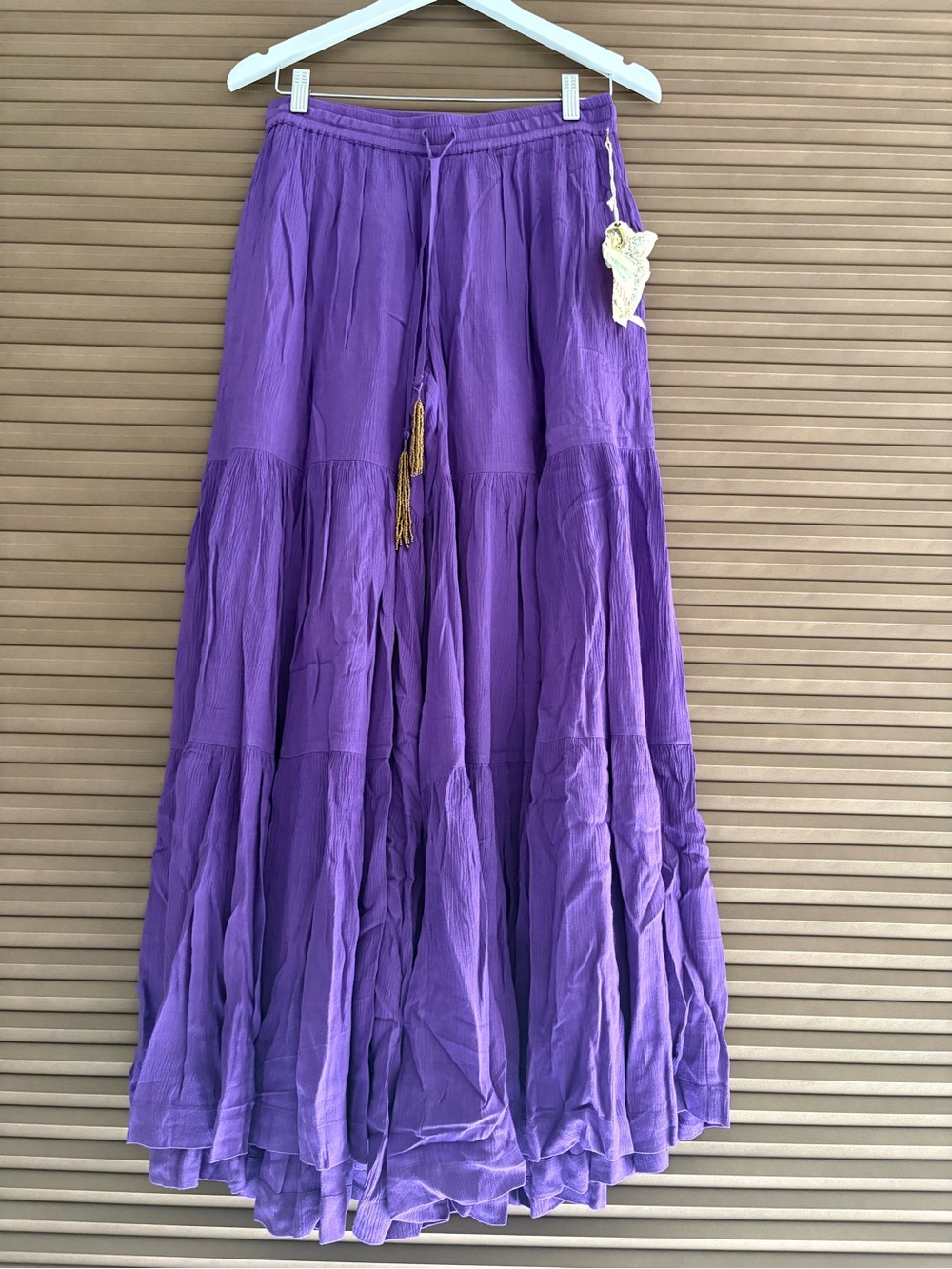 Aratta Purple Tiered Maxi Skirt with Tassels